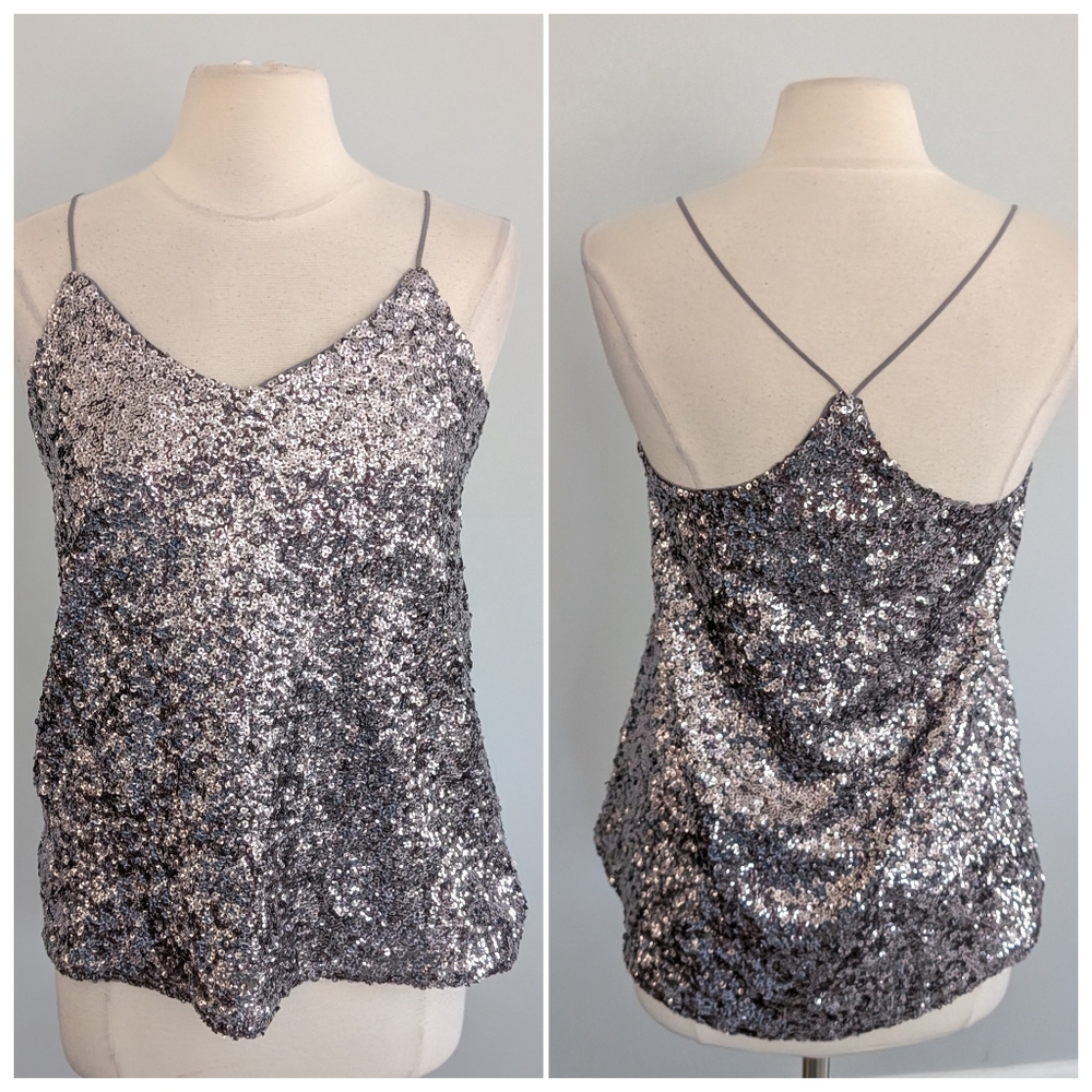 Women's Express Dark Grey Silver Tank Racerback Club